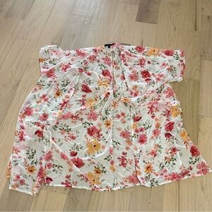 Ambiance Floral Kimono with Pink and Orange Accents